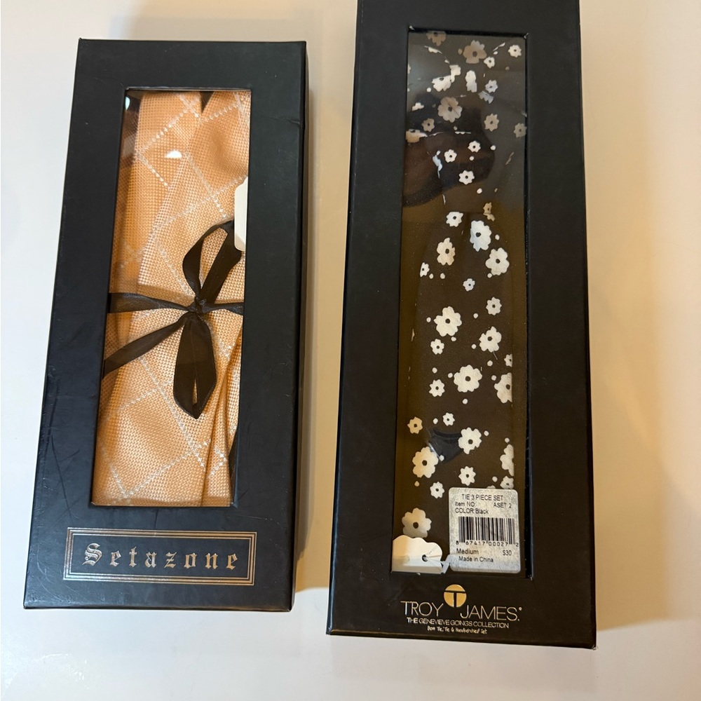 Setazone and Troy James Ties - Orange and white and black and white ties